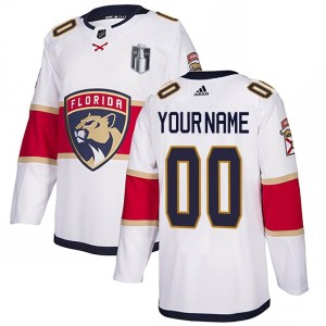 Custom Men's Adidas Florida Panthers Authentic White Custom Away 2023 Stanley Cup Final Jersey