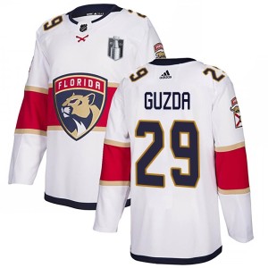 Mack Guzda Men's Adidas Florida Panthers Authentic White Away 2023 Stanley Cup Final Jersey