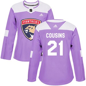 Nick Cousins Women's Adidas Florida Panthers Authentic Purple Fights Cancer Practice Jersey