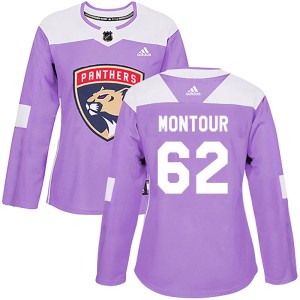 Brandon Montour Women's Adidas Florida Panthers Authentic Purple Fights Cancer Practice Jersey