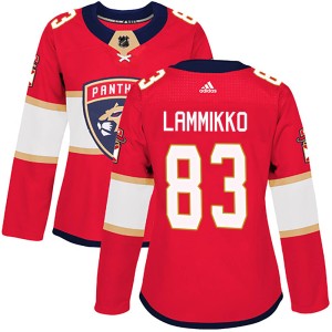 Juho Lammikko Women's Adidas Florida Panthers Authentic Red Home Jersey
