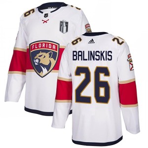 Uvis Balinskis Youth Adidas Florida Panthers Authentic White Away 2023 Stanley Cup Final Jersey
