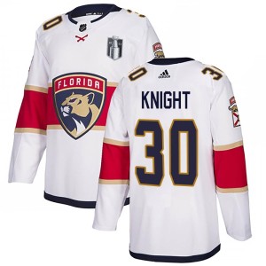 Spencer Knight Youth Adidas Florida Panthers Authentic White Away 2023 Stanley Cup Final Jersey