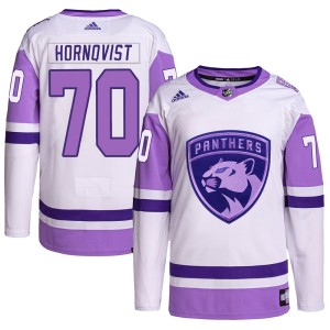 Patric Hornqvist Men's Adidas Florida Panthers Authentic White/Purple Hockey Fights Cancer Primegreen Jersey