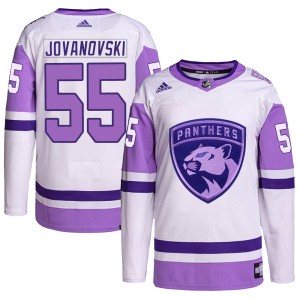 Ed Jovanovski Men's Adidas Florida Panthers Authentic White/Purple Hockey Fights Cancer Primegreen Jersey