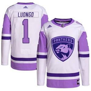 Roberto Luongo Men's Adidas Florida Panthers Authentic White/Purple Hockey Fights Cancer Primegreen Jersey