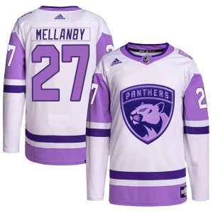Scott Mellanby Men's Adidas Florida Panthers Authentic White/Purple Hockey Fights Cancer Primegreen Jersey