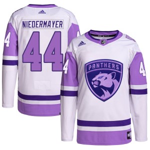 Rob Niedermayer Men's Adidas Florida Panthers Authentic White/Purple Hockey Fights Cancer Primegreen Jersey