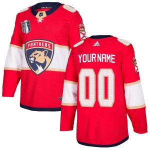 Custom Men's Adidas Florida Panthers Authentic Red Custom Home 2023 Stanley Cup Final Jersey