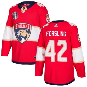 Gustav Forsling Men's Adidas Florida Panthers Authentic Red Home 2023 Stanley Cup Final Jersey