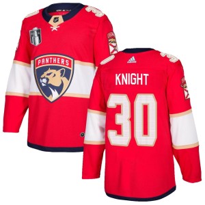 Spencer Knight Men's Adidas Florida Panthers Authentic Red Home 2023 Stanley Cup Final Jersey