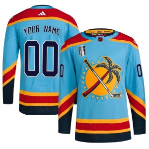 Custom Youth Adidas Florida Panthers Authentic Light Blue Custom Reverse Retro 2.0 2023 Stanley Cup Final Jersey