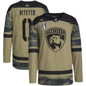 Anthony Bitetto Men's Adidas Florida Panthers Authentic Camo Military Appreciation Practice 2023 Stanley Cup Final Jersey