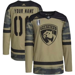 Custom Men's Adidas Florida Panthers Authentic Camo Custom Military Appreciation Practice 2023 Stanley Cup Final Jersey