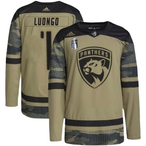 Roberto Luongo Men's Adidas Florida Panthers Authentic Camo Military Appreciation Practice 2023 Stanley Cup Final Jersey