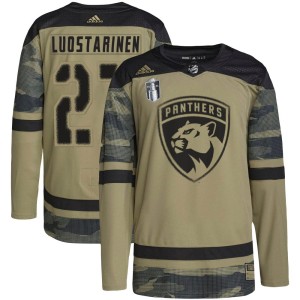 Eetu Luostarinen Men's Adidas Florida Panthers Authentic Camo Military Appreciation Practice 2023 Stanley Cup Final Jersey