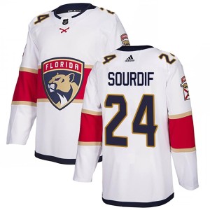 Justin Sourdif Youth Adidas Florida Panthers Authentic White Away Jersey
