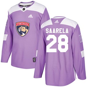 Aleksi Saarela Men's Adidas Florida Panthers Authentic Purple ized Fights Cancer Practice Jersey