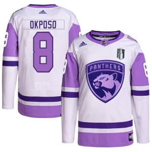 Kyle Okposo Youth Adidas Florida Panthers Authentic White/Purple Hockey Fights Cancer Primegreen 2023 Stanley Cup Final Jersey