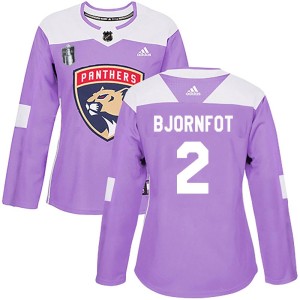 Tobias Bjornfot Women's Adidas Florida Panthers Authentic Purple Fights Cancer Practice 2023 Stanley Cup Final Jersey