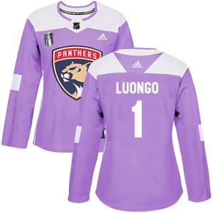Roberto Luongo Women's Adidas Florida Panthers Authentic Purple Fights Cancer Practice 2023 Stanley Cup Final Jersey