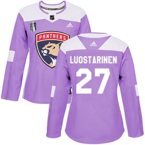 Eetu Luostarinen Women's Adidas Florida Panthers Authentic Purple Fights Cancer Practice 2023 Stanley Cup Final Jersey