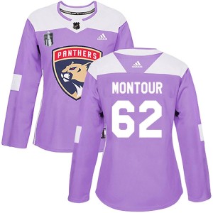 Brandon Montour Women's Adidas Florida Panthers Authentic Purple Fights Cancer Practice 2023 Stanley Cup Final Jersey
