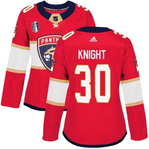 Spencer Knight Women's Adidas Florida Panthers Authentic Red Home 2023 Stanley Cup Final Jersey