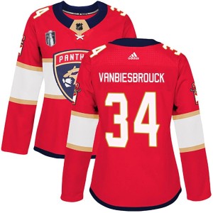 John Vanbiesbrouck Women's Adidas Florida Panthers Authentic Red Home 2023 Stanley Cup Final Jersey