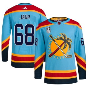 Jaromir Jagr Men's Adidas Florida Panthers Authentic Light Blue Reverse Retro 2.0 2023 Stanley Cup Final Jersey