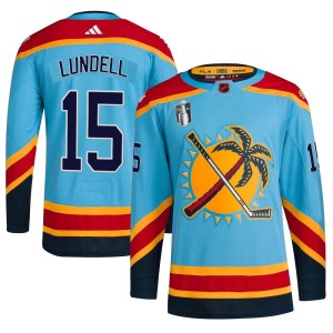 Anton Lundell Men's Adidas Florida Panthers Authentic Light Blue Reverse Retro 2.0 2023 Stanley Cup Final Jersey