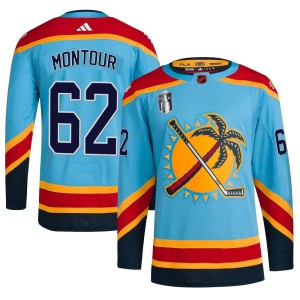 Brandon Montour Men's Adidas Florida Panthers Authentic Light Blue Reverse Retro 2.0 2023 Stanley Cup Final Jersey