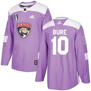 Pavel Bure Men's Adidas Florida Panthers Authentic Purple Fights Cancer Practice 2023 Stanley Cup Final Jersey