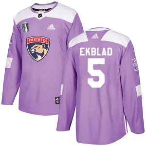 Aaron Ekblad Men's Adidas Florida Panthers Authentic Purple Fights Cancer Practice 2023 Stanley Cup Final Jersey