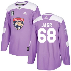 Jaromir Jagr Men's Adidas Florida Panthers Authentic Purple Fights Cancer Practice 2023 Stanley Cup Final Jersey