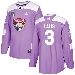 Paul Laus Men's Adidas Florida Panthers Authentic Purple Fights Cancer Practice 2023 Stanley Cup Final Jersey
