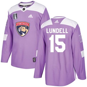 Anton Lundell Men's Adidas Florida Panthers Authentic Purple Fights Cancer Practice 2023 Stanley Cup Final Jersey