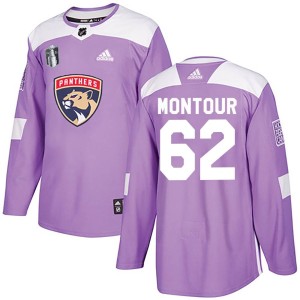Brandon Montour Men's Adidas Florida Panthers Authentic Purple Fights Cancer Practice 2023 Stanley Cup Final Jersey