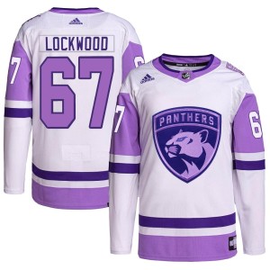 William Lockwood Youth Adidas Florida Panthers Authentic White/Purple Hockey Fights Cancer Primegreen Jersey