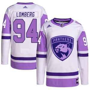 Ryan Lomberg Youth Adidas Florida Panthers Authentic White/Purple Hockey Fights Cancer Primegreen Jersey