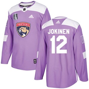 Olli Jokinen Youth Adidas Florida Panthers Authentic Purple Fights Cancer Practice 2023 Stanley Cup Final Jersey