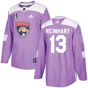 Sam Reinhart Youth Adidas Florida Panthers Authentic Purple Fights Cancer Practice 2023 Stanley Cup Final Jersey