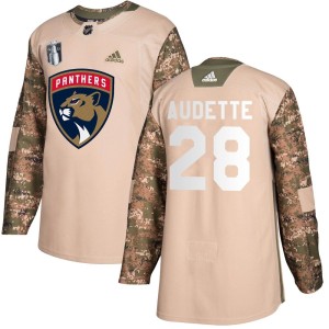 Donald Audette Youth Adidas Florida Panthers Authentic Camo Veterans Day Practice 2023 Stanley Cup Final Jersey