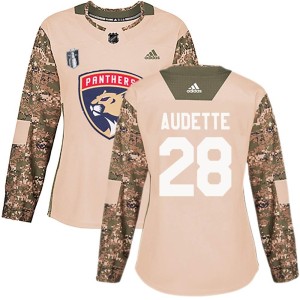 Donald Audette Women's Adidas Florida Panthers Authentic Camo Veterans Day Practice 2023 Stanley Cup Final Jersey