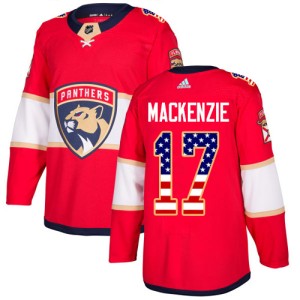 Derek Mackenzie Men's Adidas Florida Panthers Authentic Red Derek MacKenzie USA Flag Fashion Jersey