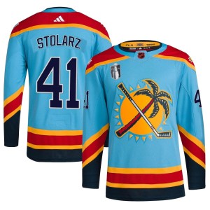 Anthony Stolarz Men's Adidas Florida Panthers Authentic Light Blue Reverse Retro 2.0 2023 Stanley Cup Final Jersey