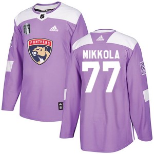 Niko Mikkola Men's Adidas Florida Panthers Authentic Purple Fights Cancer Practice 2023 Stanley Cup Final Jersey